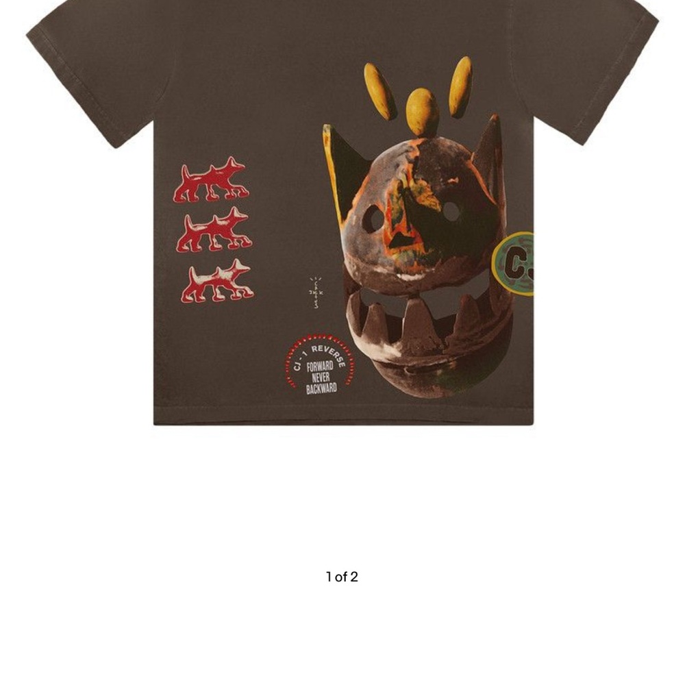 Cactus Jack by Travis Scott Never Backward Brown Artistic Graphic Tee